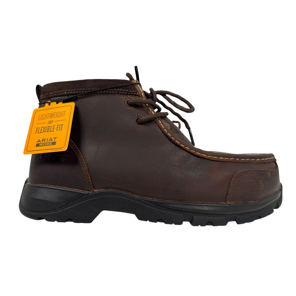 Ariat Chukka Work Boot Comp Toe 7.5 D Brown Leather Croco‎ Pattern